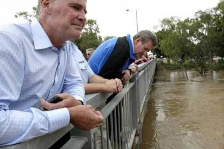 Cheia do rio Mehi na cidade de Moree, na Nova Gales do Sul (Brad Hunter/AFP)