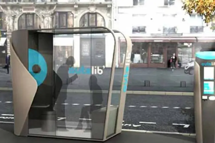 Imagem computadorizada mostra como serão as estações do Autolib, em Paris, que servirá de inspiração para o Rio. (Divulgação)