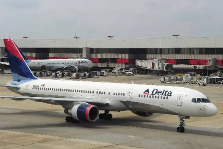 
	Avi&atilde;o da Delta Airlines: lucro da empresa no primeiro trimestre superou as expectativas de analistas
 (Karen Bleier/AFP)