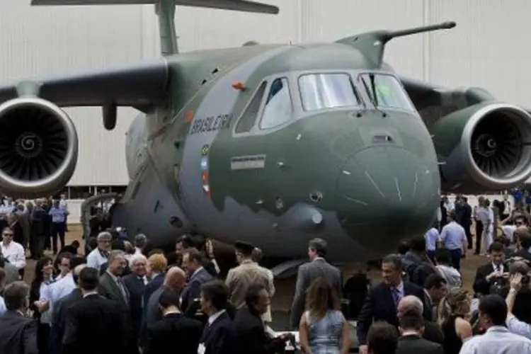 Apresentação do modelo KC-390 da Embraer em 21 de outubro para a imprensa e convidados  (Nelson Almeida/AFP)