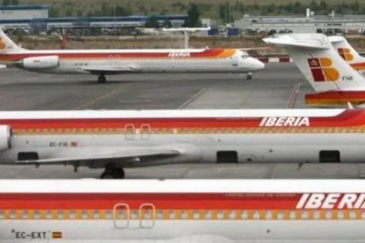 Aviões da Iberia em Madri: voos cancelados (Pierre Philippe Marcou/AFP)