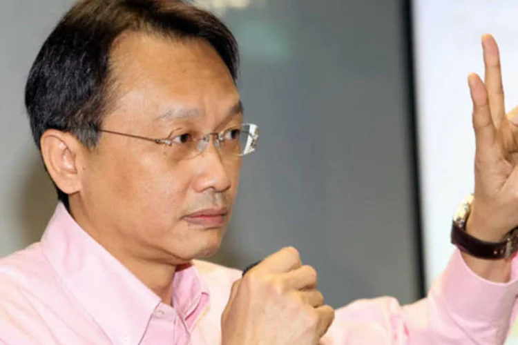 Jason Chen, novo CEO da Acer, durante sua primeira coletiva de imprensa como presidente-executivo na sede da companhia, em Taipei (Maurice Tsai/Bloomberg)