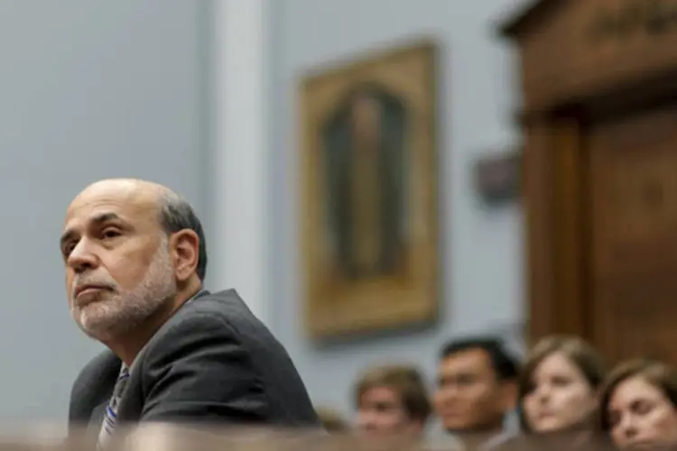 Ben Bernanke, presidente do Federal Reserve, durante apresentação do relatório de política econômica para a Comitê de Serviços Financeiros da Câmara em Washington (Pete Marovich/Bloomberg)
