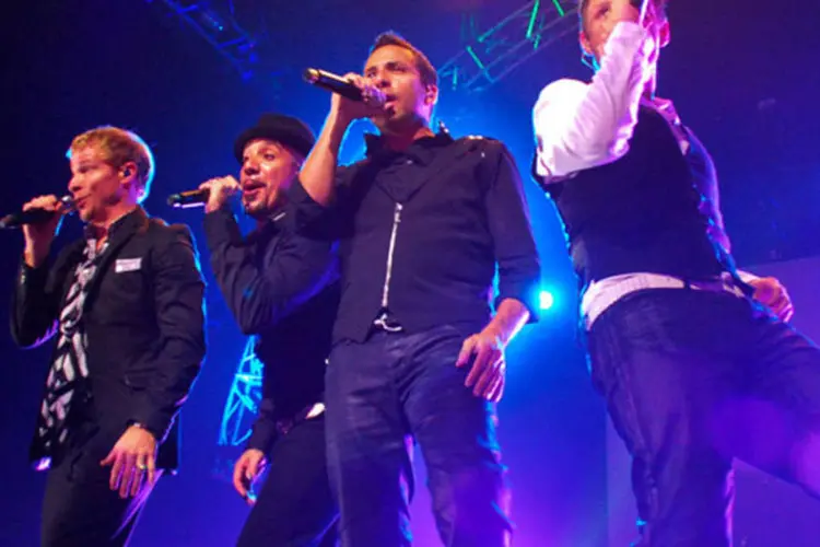 A banda Backstreet Boys em evento promovido pela T4F, no Brasil: a banda faz show de retorno no dia 31 de agosto (Divulgação)