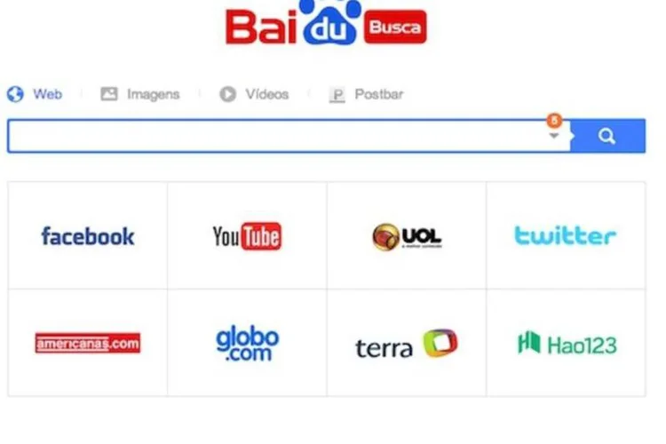 Tela do buscador Baidu em português do Brasil (Reprodução/Baidu)