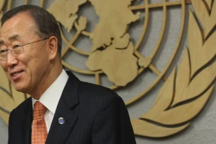 
	Ban Ki-moon, presidente da ONU: o porta-voz da institui&ccedil;&atilde;o, Ahmad Fazwi, felicitou os premiados
 (Mario Tama/Getty Images)