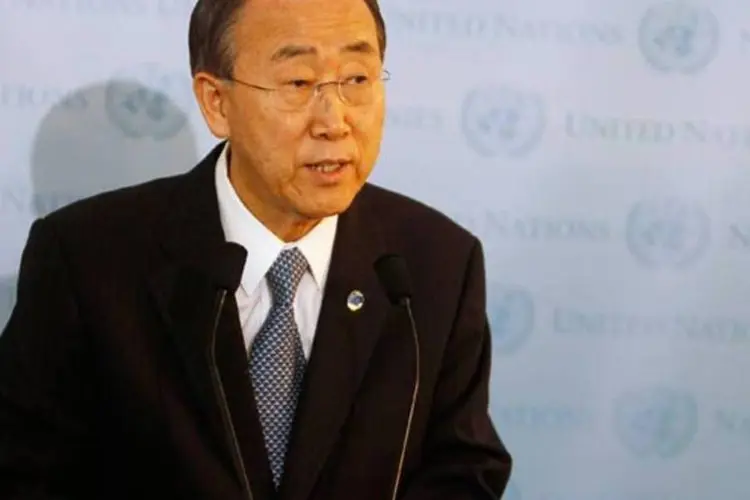 Ban Ki-moon, secretário-geral da ONU, lembro a importância da retirada das minas terrestres (Chris Hondros/Getty Images)