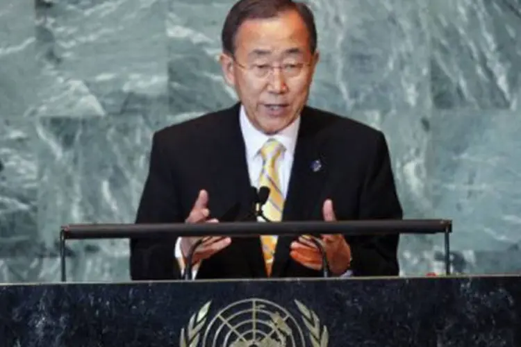 O secretário-geral da ONU, Ban Ki-moon: "o recente anúncio de uma troca de prisioneiros é bem-vindo, é um movimento positivo em direção à paz" (Spencer Platt/Getty Images/AFP)