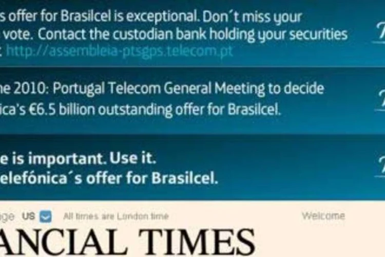 Publicidade on-line da Telefônica na página do jornal Financial Times (.)
