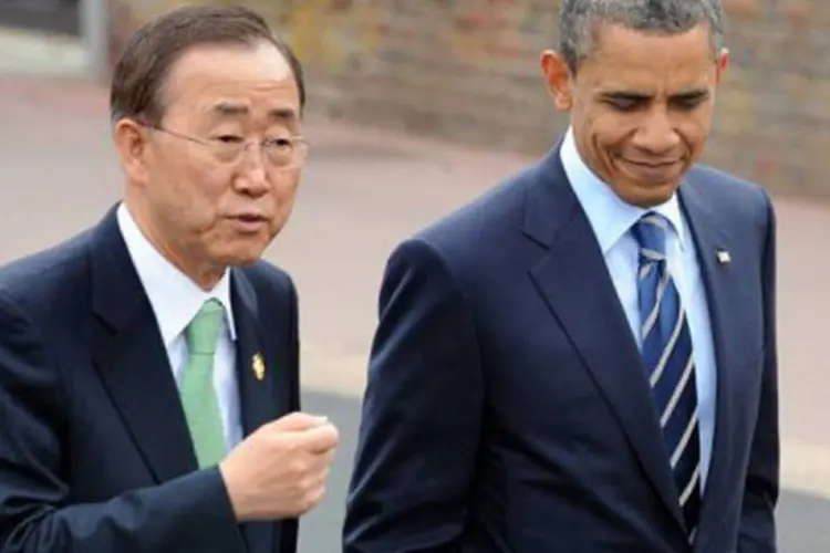 Obama e Ban Ki-moon: "o secretário-geral realizou reformas importantes", avaliou o governo dos EUA
 (Jewel Samad/AFP)