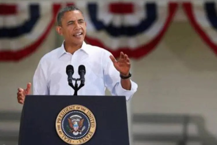 Obama discursa em Iowa no dia 14 de agosto: o presidente tem duas vezes mais posts no blog de sua campanha que Romney
 (Scott Olson/Getty Images/AFP)