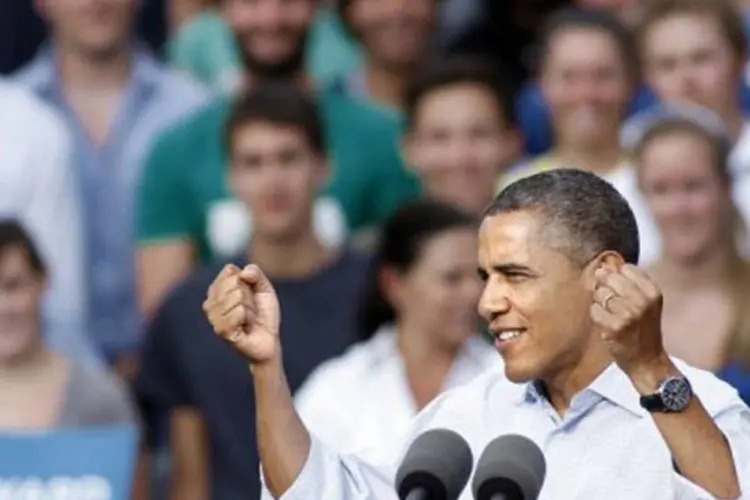 
	O presidente americano faz campanha em Boulder, no Colorado: &nbsp;Obama deve ampliar seu enfoque e incluir temas sociais, como imigra&ccedil;&atilde;o e aborto
 (Marc Piscotty/Getty Images/AFP)