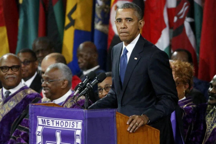 O presidente americano, Barack Obama: Obama relembrou as nove pessoas assassinadas em uma igreja (Jonathan Ernst/Reuters)