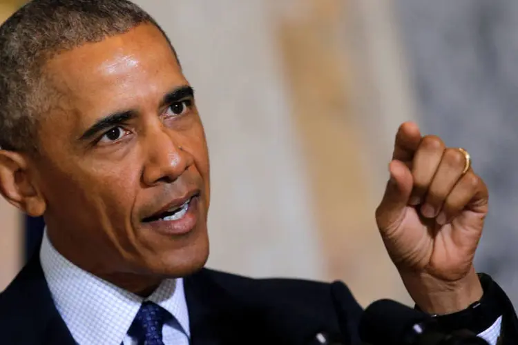 
	Barack Obama: o presidente americano reconheceu que a press&atilde;o do Ocidente contra o EI provocou o aumento de ataques fora do Iraque e da S&iacute;ria
 (Carlos Barria / Reuters)