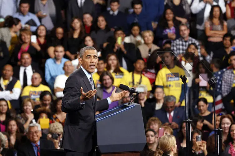 Barack Obama durante um discurso sobre a reforma da imigração na escola Del Sol, em Las Vegas (Kevin Lamarque/Reuters)