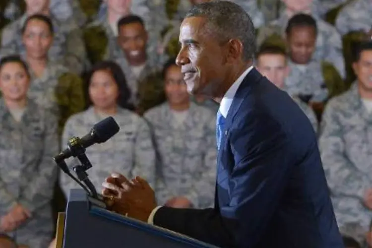 O presidente americano, Barack Obama, discursa para militares na base da Força Aérea em Tampa, Flórida (Mandel Ngan/AFP)