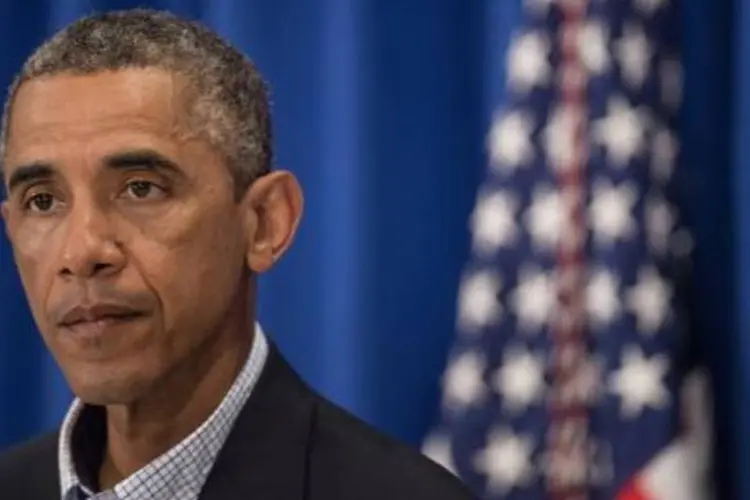 O presidente americano, Barack Obama, após uma declaração sobre a situação do Iraque, em Martha's Vineyard, no estado americano de Massachusetts (Nicholas Kamm/AFP)