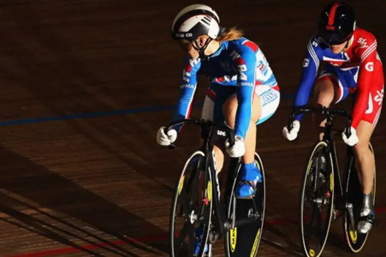 Victoria Pendleton of Grã Bretanha e Viktoria Baranova, da Rússia: A ciclista reconheceu que ''estava muito nervosa e ficou muito mal às vésperas das Olimpíadas'' (Getty Images)