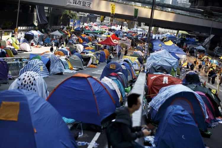 Protesto em Hong Kong,: rupos de estudantes vêm cobrando uma votação livre em 2017 na cidade controlada pela China (Athit Perawongmetha/Reuters)