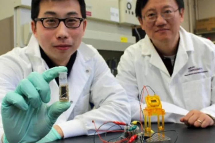 Y.H. Percival Zhang, à dir, com um de seus assistentes, o pesquisador Zhiguang Zhu, à esq (Reprodução/ Virginia Tech)