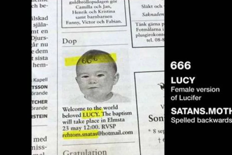 Anúncio de batismo: bebê diabo assustou as pessoas em propaganda (Reprodução)