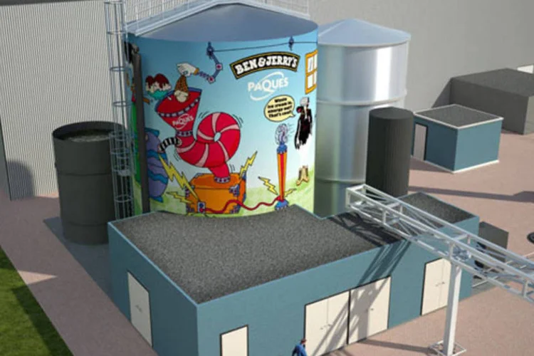 Projeto do biodigestor da Ben & Jerry's: sistema conta com 24 quatrilhões de microorganimos que vão 'comer' os resíduos e convertê-los em biogás. (Divulgação)