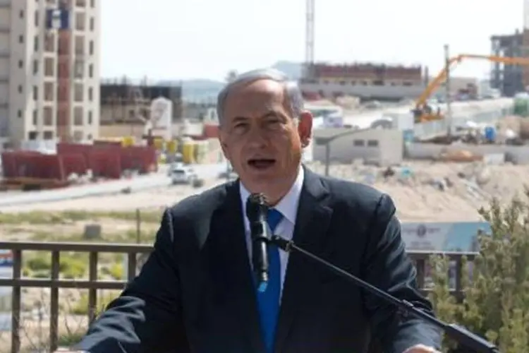 O premier de Israel, Benjamin Netanyahu: questionado pelo site se suas palavras significavam que não haveria Estado palestino caso mantenha seu posto, ele respondeu: "exatamente" (Menahem Kahana/AFP)