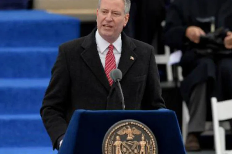 Prefeito de Nova York, Bill de Blasio: De Blasio disse que levava "muito a sério" seu plano de 63 medidas para evitar morte de pedestres por veículos, anunciado na terça (AFP)