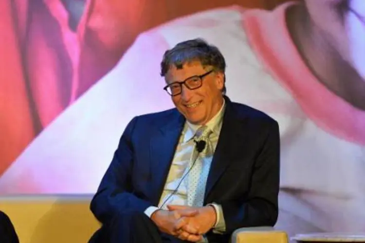 O multimilionário e filantropo Bill Gates durante palestra em Nova Déli declara que falta pouco para se conseguir um preservativo de última geração ultrafino (Chandan Khanna/AFP)