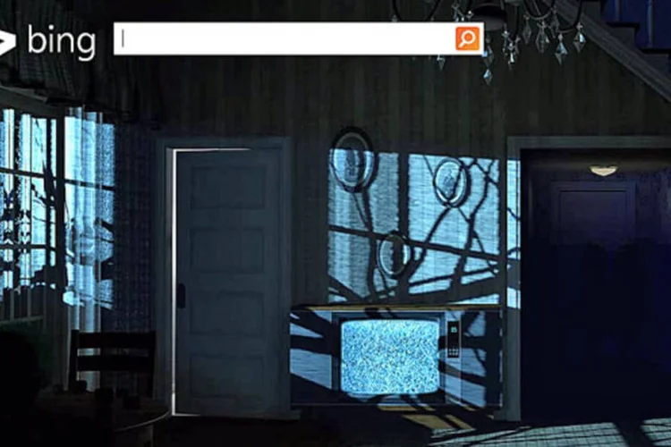 Bing, da Microsoft, faz homenagem ao Halloween: em sua página inicial de buscas, usuários podem visualizar referências de consagrados filmes de terror (Reprodução/Exame.com)