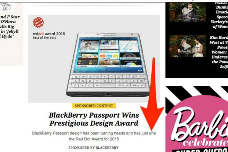 Anúncio da BlackBerry: erro gramatical (Reprodução)