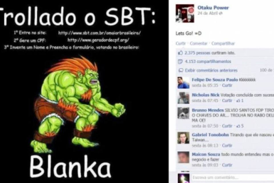 Usuários do Facebook criam votos falsos em prêmio do SBT