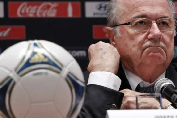 Joseph Blatter, da Fifa, na conferência em Moscou (Maxim Shemetov/Reuters)