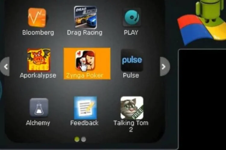 Software instala um widget no canto superior da área de trabalho do Windows e mostra uma galeria de aplicativos de Android (Reprodução)