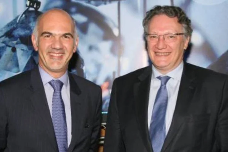 Marcelo Giufrida e Philippe Marchessaux, do BNP Paribas, durante lançamento do Access, que integra fundos  no Brasil a investimentos na Europa, China e  Estados Unidos (.)
