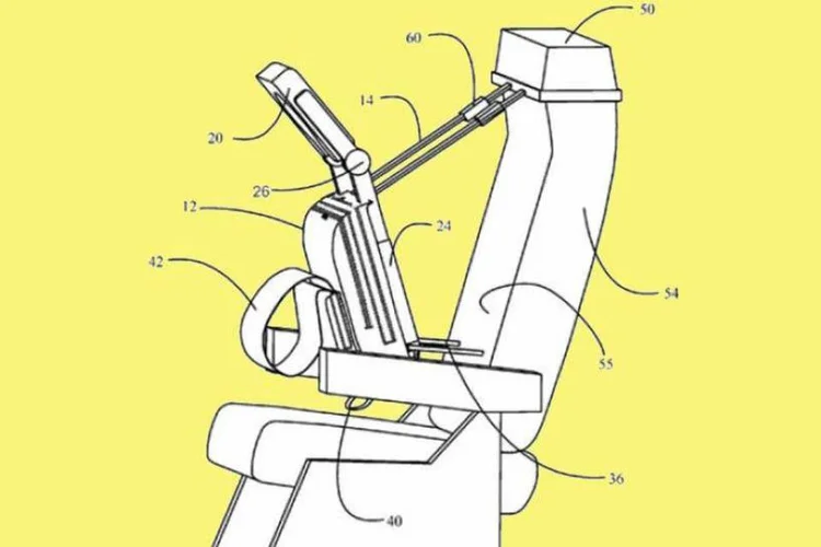 Patente da Boing: dispositivo que ajuda os passageiros a dormir com mais conforto (Reprodução / USPTO / Boeing)