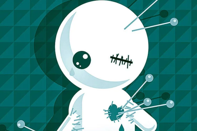 Ilustração de boneco com alfinetes, inveja (EXAME PME)