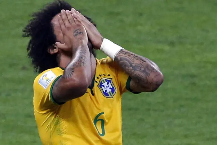 Marcelo durante a goleada da Alemanha contra o Brasil no Mineirão, em Belo Horizonte (David Gray/Reuters)