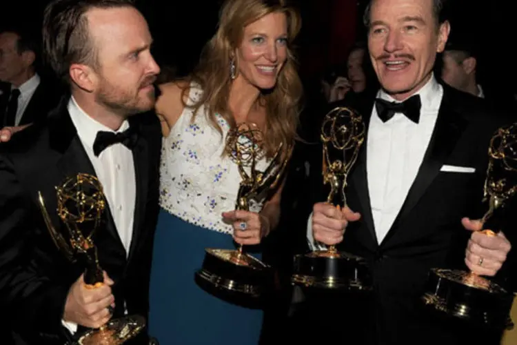 
	Atores principais de &quot;Breaking Bad&quot;, no Emmy 2014
 (Getty Images)