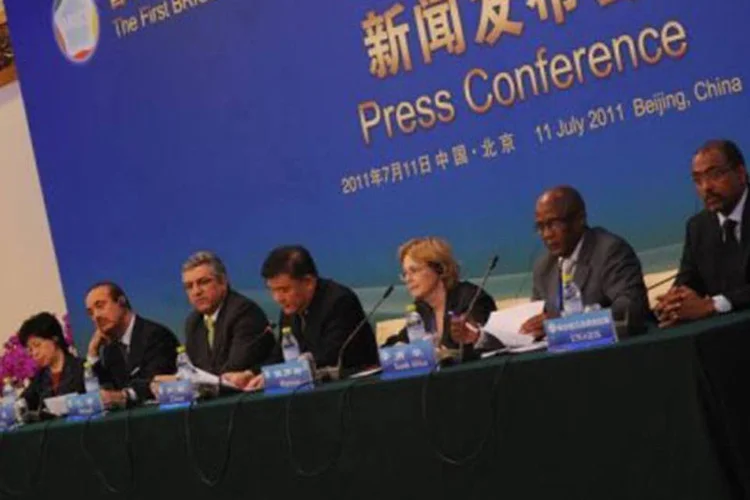 Ministros da Saúde dos Brics: países pediram mais financiamento à OMS (Peter Parks/AFP)