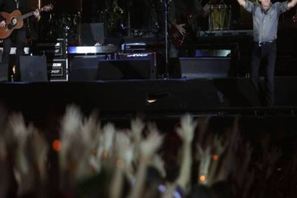 Bruce Springsteen em sua apresentação no Rock in Rio na noite de ontem (Reuters/Ricardo Moraes)