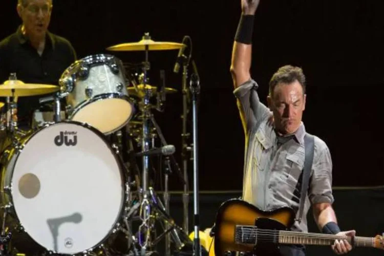 Springsteen em ação no Rock in Rio: O cantor vendeu 120 milhões de cópias de seus 17 discos e aproveitou o festival do Rio para promover seu álbum 'Wrecking Ball'  (Getty Images)