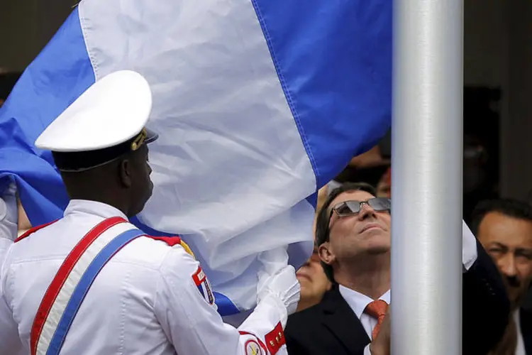 Bruno Rodriguez, chanceler cubano, em cerimônia de abertura da embaixada cubana em Washington (REUTERS/Carlos Barria)