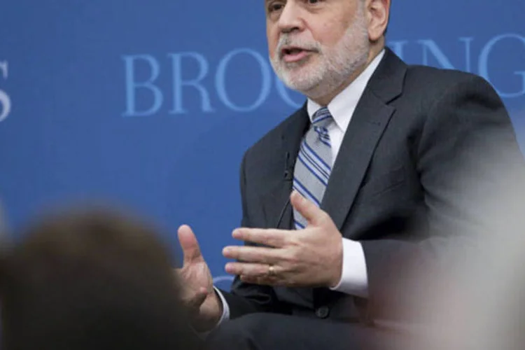 Ben Bernanke, chairman do Federal Reserve, discursa durante evento no Brookings Institution, em Washington (Andrew Harrer/Bloomberg)