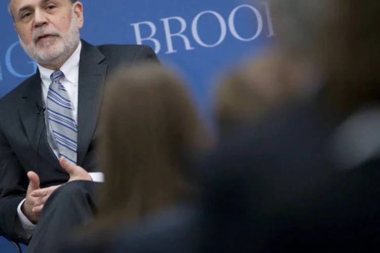 Ben Bernanke, chairman do Federal Reserve, discursa durante evento no Brookings Institution, em Washington (Andrew Harrer/Bloomberg)