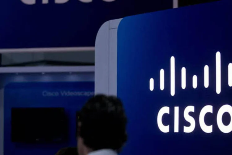 
	Logo da Cisco System: n&uacute;meros da receita superaram a expectativa do mercado
 (Andrew Harrer/Bloomberg)