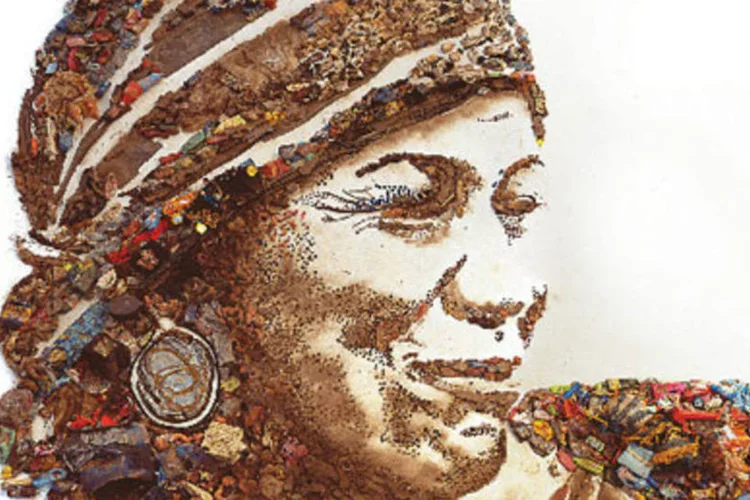 Obra feita com entulho, de Vik Muniz: exposição tinha cerca de  100 obras do artista