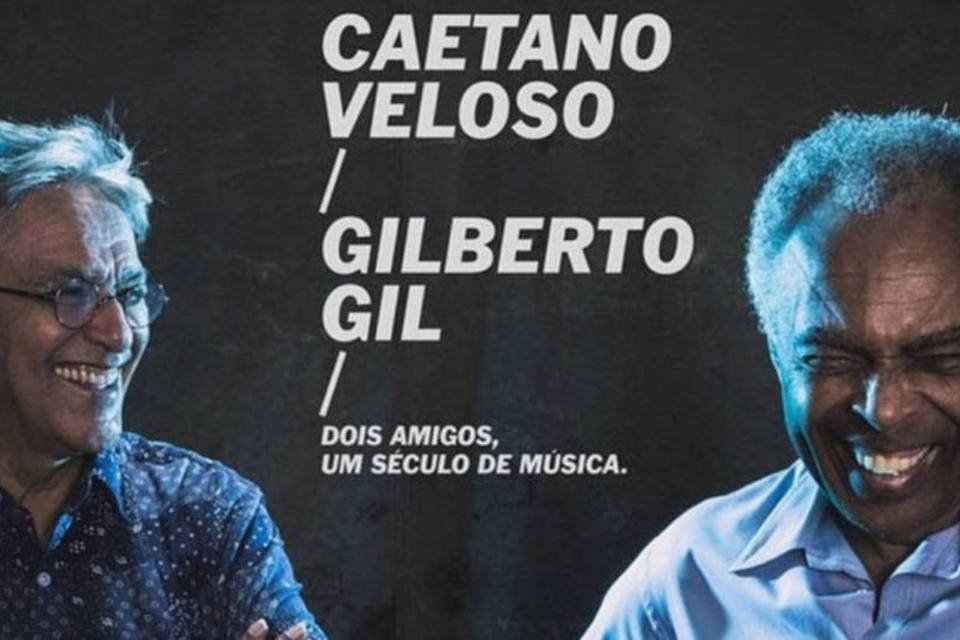 
	Caetano Veloso e Gilberto Gil na turn&ecirc; &quot;Dois amigos, Um s&eacute;culo de M&uacute;sica&quot;: eles tamb&eacute;m v&atilde;o se apresentar em Curitiba, Porto Alegre, Belo Horizonte, Bras&iacute;lia, Rio de Janeiro e Salvador
 (Divulgação)