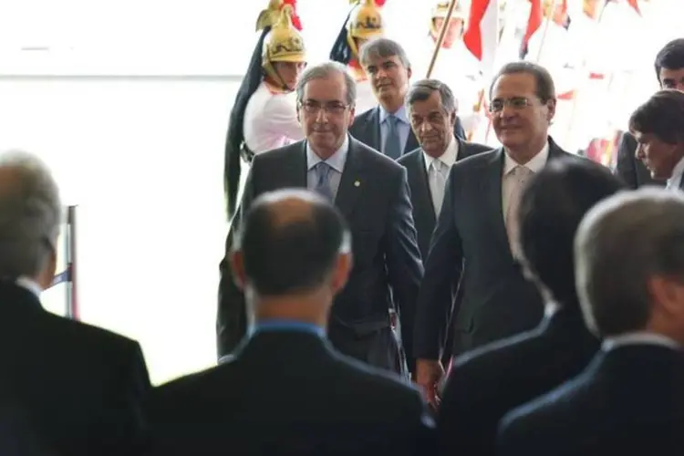 
	Eduardo Cunha e Renan Calheiros, respectivamente presidentes da C&acirc;mara e do Senado: ambos ser&atilde;o investigados pelo MPF
 (Fabio Rodrigues Pozzebom/Agência Brasil)