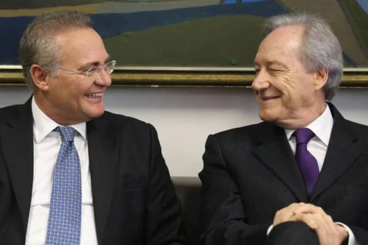 
	Calheiros e Lewandowski: o ministro tamb&eacute;m n&atilde;o aceitou recurso contra o prazo definido de 11 dias para produ&ccedil;&atilde;o de provas
 (Fabio Rodrigues Pozzebom/Agência Brasil)